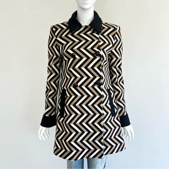 RED VALENTINO Wool Blend Multicolor Mid Length Double Breasted Pea Coat Sz 42 - Picture 5 of 16